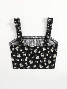 Soleia Floral Ruffle Strap Ruched Bust Knot Front Top - Multicolor - View 2