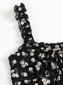 Soleia Floral Ruffle Strap Ruched Bust Knot Front Top - Multicolor - View 3