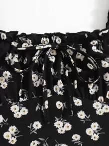 Soleia Floral Ruffle Strap Ruched Bust Knot Front Top - Multicolor - View 5