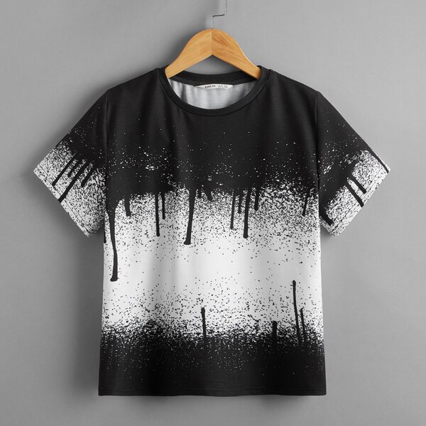 

Boys Tie Dye Top, Black and white