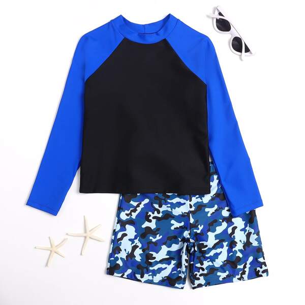 

Boys Camo Graphic Shorts Swimsuit, Multicolor