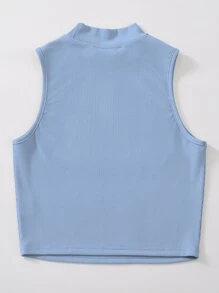 SHEIN MOOSTA Mock Neck Rib-knit Tank Top