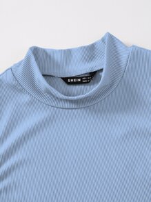 SHEIN MOOSTA Mock Neck Rib-knit Tank Top