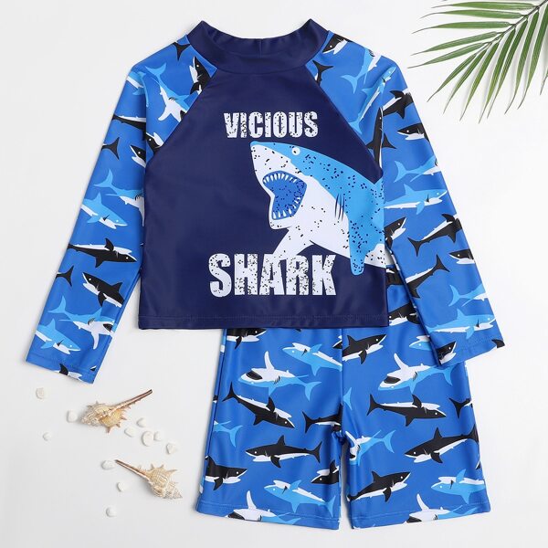

Toddler Boys Random Shark Print Swimsuit, Multicolor
