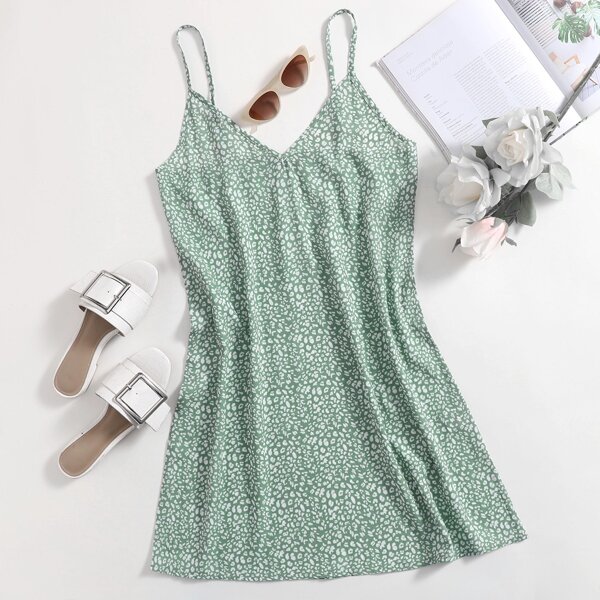 

Leopard Print Cami Dress, Mint green