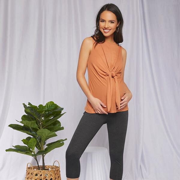 

Maternity Tie Front Tank Top, Orange