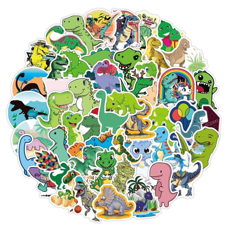 

50pcs Cartoon Dinosaur Pattern Sticker, Multicolor