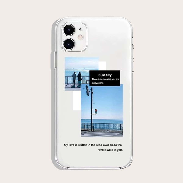 

Scenery Pattern iPhone Case, Blue