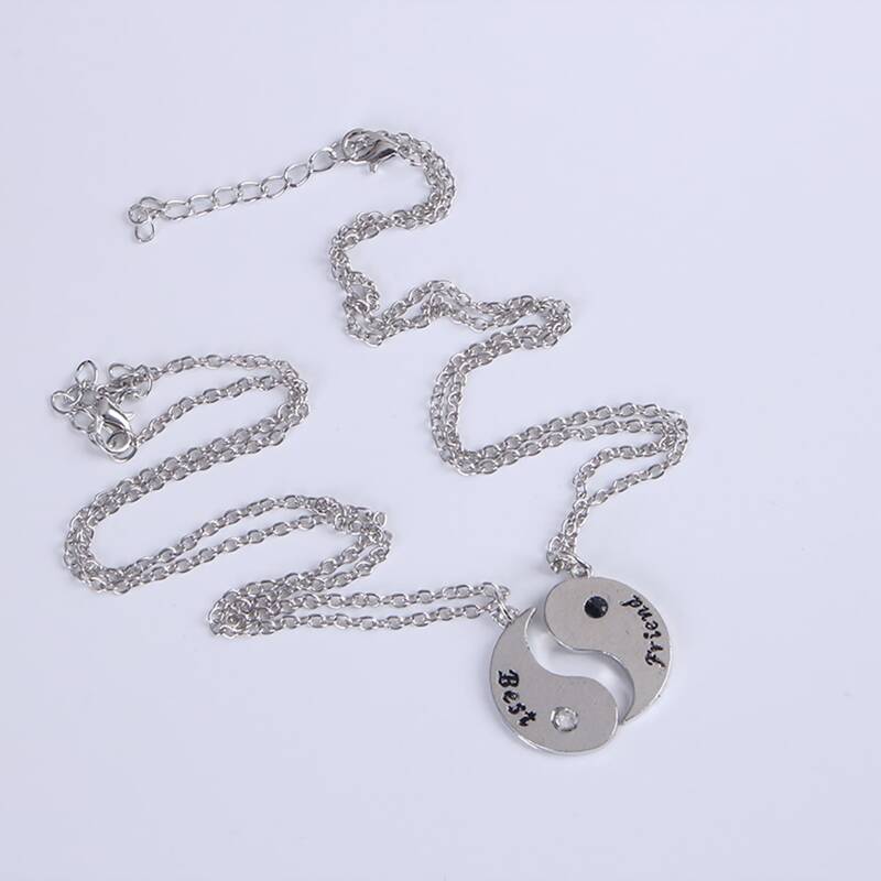 

2pcs Letter Engraved Charm Necklace, Antique silver