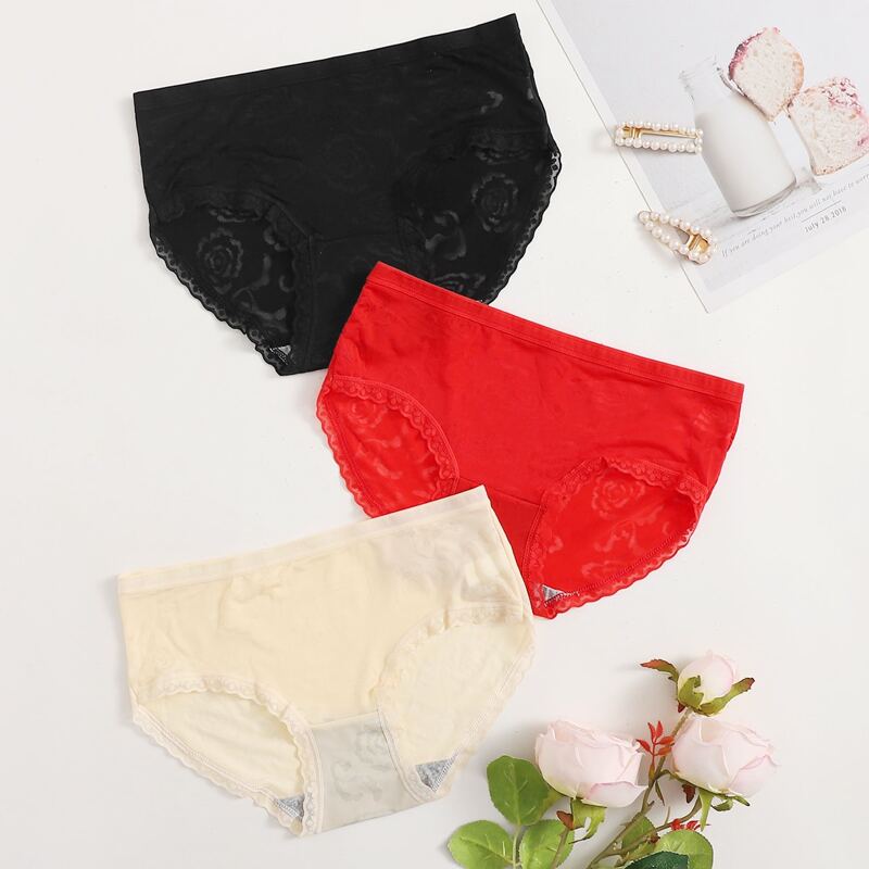 

3pack Lace Trim Panty Set, Multicolor