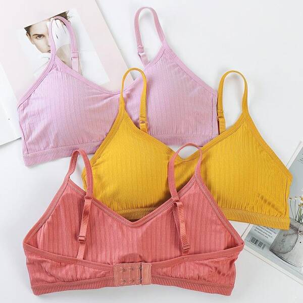 

Girls 3pcs Cami Wireless Bra, Multicolor