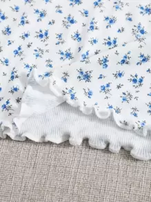 SHEIN VCAY Camiseta floral de margarita de cuello V - Blanco - Ver 4