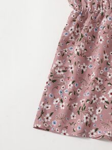 Soleia 圍裹細節小碎花吊帶連身短褲