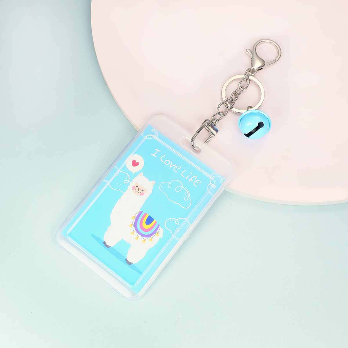 

Cartoon Graphic Geo Charm Keychain, Blue