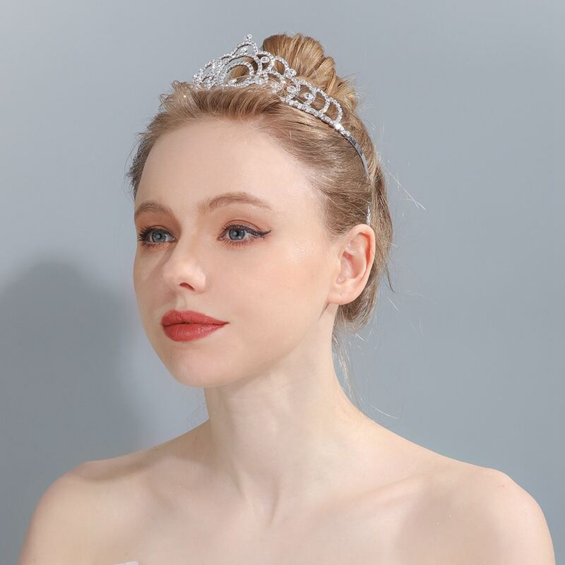 

Rhinestone Decor Crown Hair Hoop, Silver