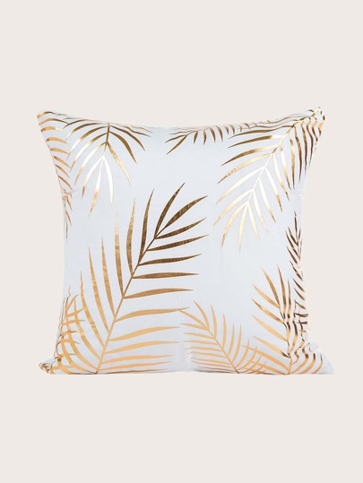 Metallic Leaf Print Cushion Cover, Modern Polyester Throw Pillow Cover For Bedroom Living Room Sofa, Pillow Insert Not Included