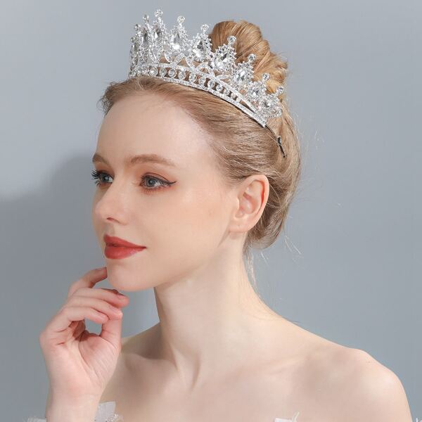 

Rhinestone Decor Crown Hair Hoop, Silver
