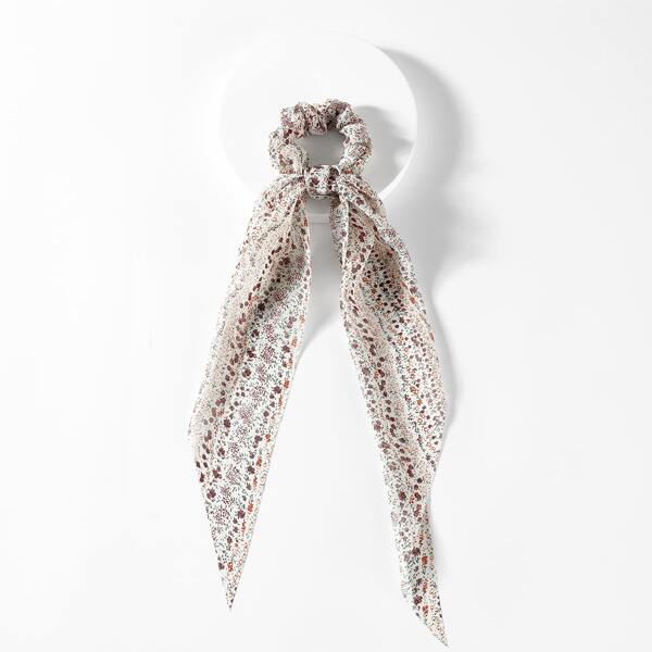 

Ditsy Floral Pattern Scrunchie Scarf, White