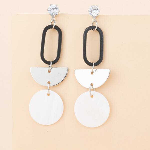 

Hollow Out Geo Drop Earrings, Multicolor