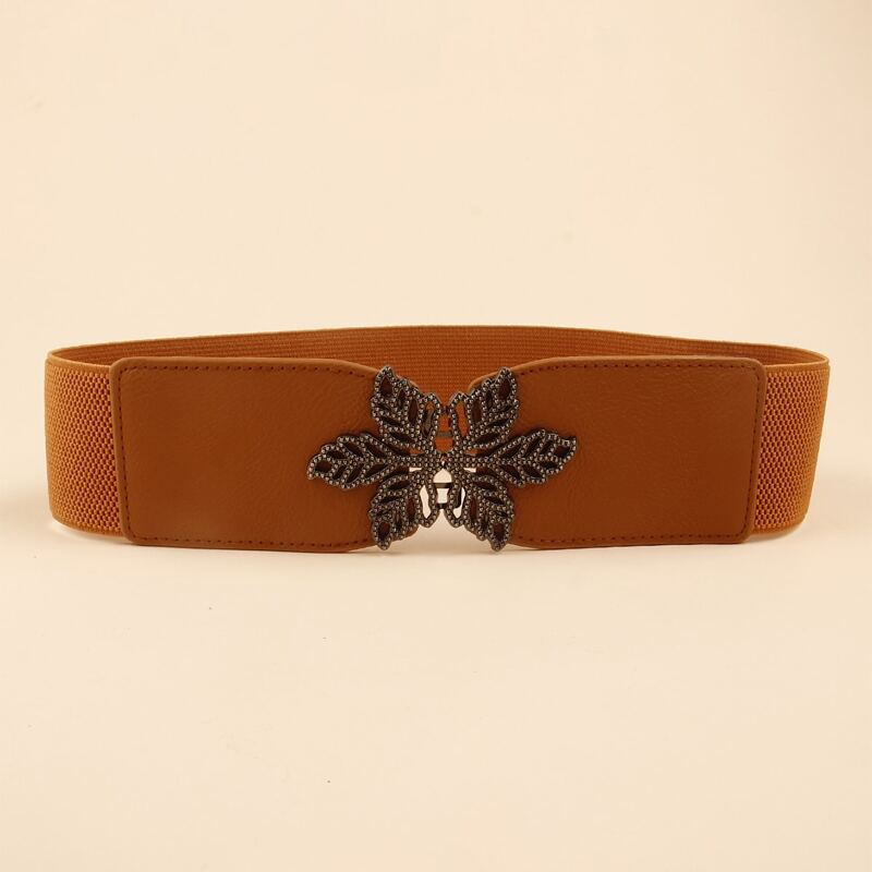 

Metal Leaf Decor Belt, Brown