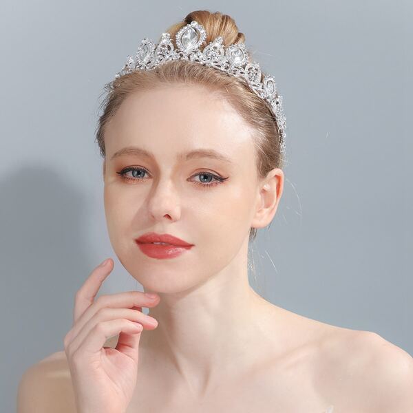 

Rhinestone Decor Crown Hair Hoop, Silver