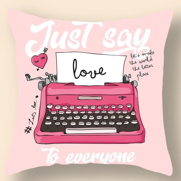 

Typewriter Print Cushion Cover Without Filler, Multicolor