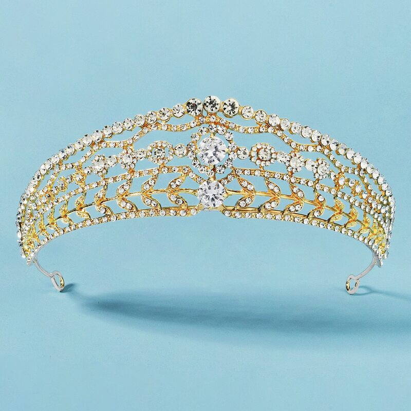 

Rhinestone Decor Crown Hair Hoop, Gold