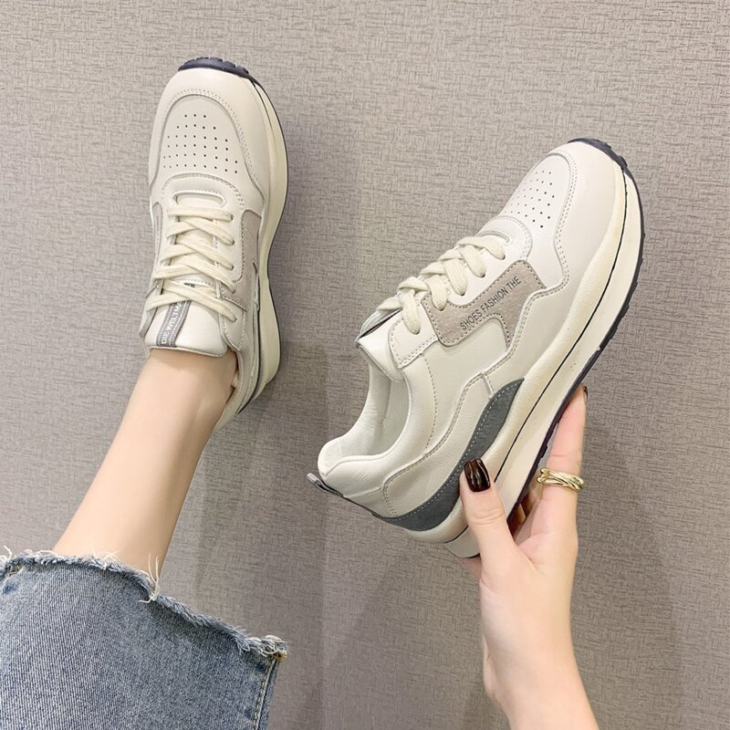 

Simple Lace-up Front Sneakers, White