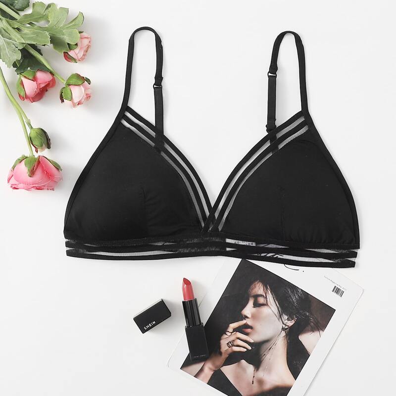 

Striped Binding Bralette, Black