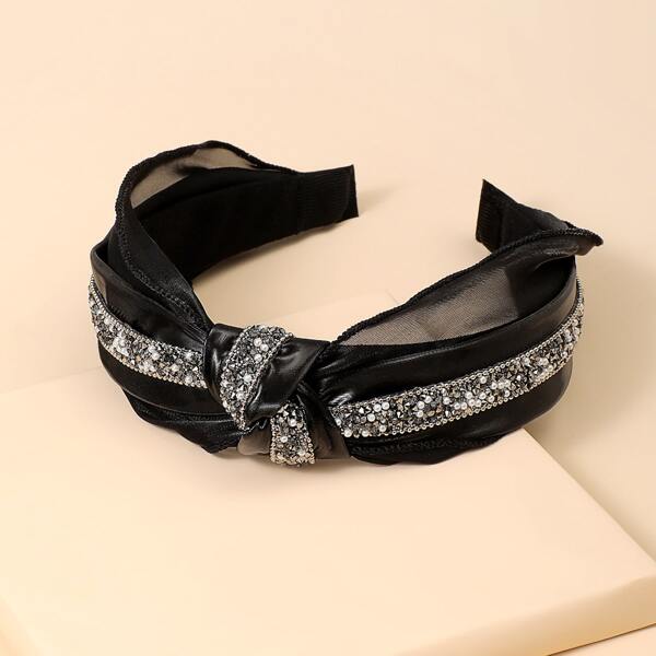 

Rhinestone Decor Knot Hair Hoop, Black