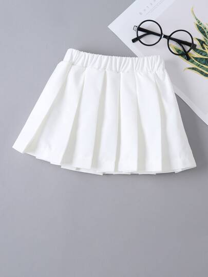 Young Girl Elastic Waist Pleated Skirt Autumn Fall