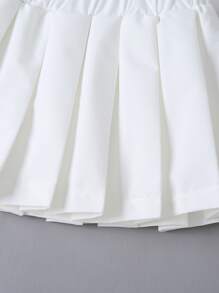 少女彈性腰百摺裙 - 白色 - 查看 4