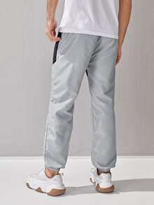 Manfinity Hombres Pantalones rompevientos de dos tonos con cordón - Multicolor - Ver 2