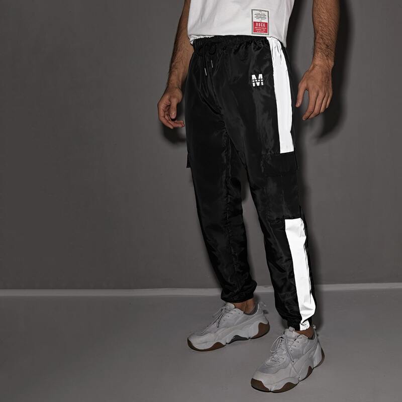 

Guys Reflective Side Stripe Flap Pocket Pants, Black