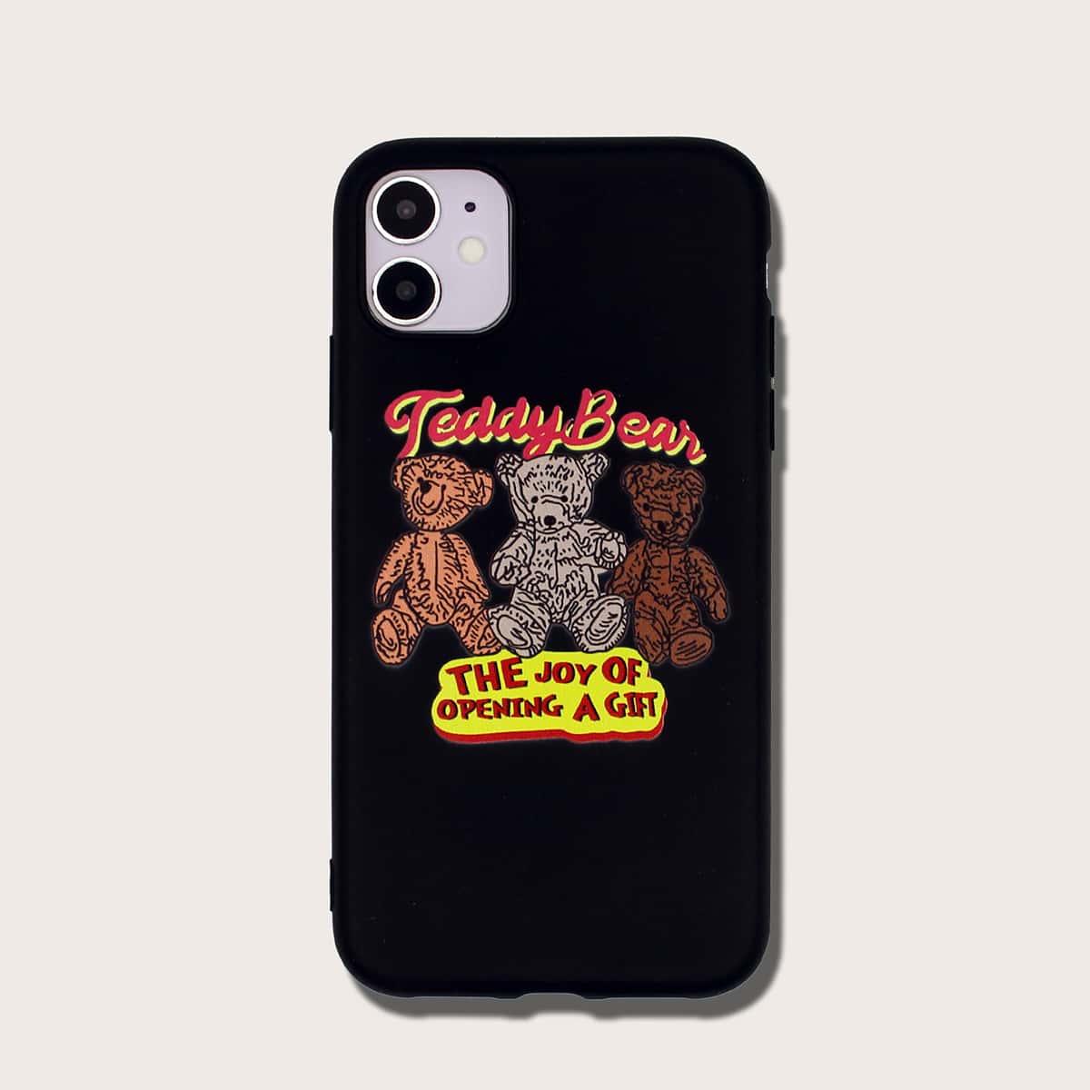 

Cartoon Bear iPhone Case, Black