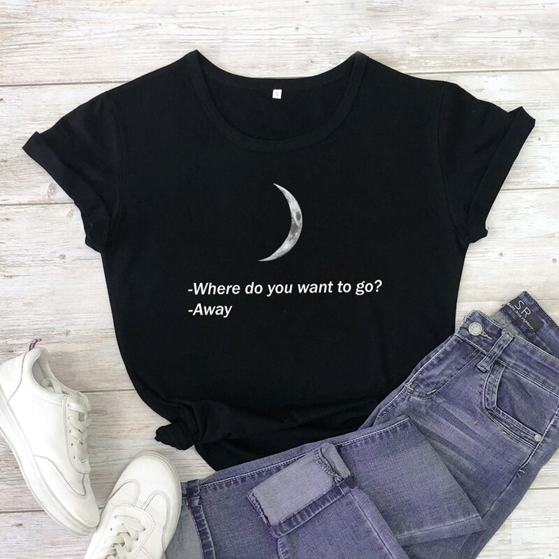 

Moon & Slogan Graphic Tee, Black