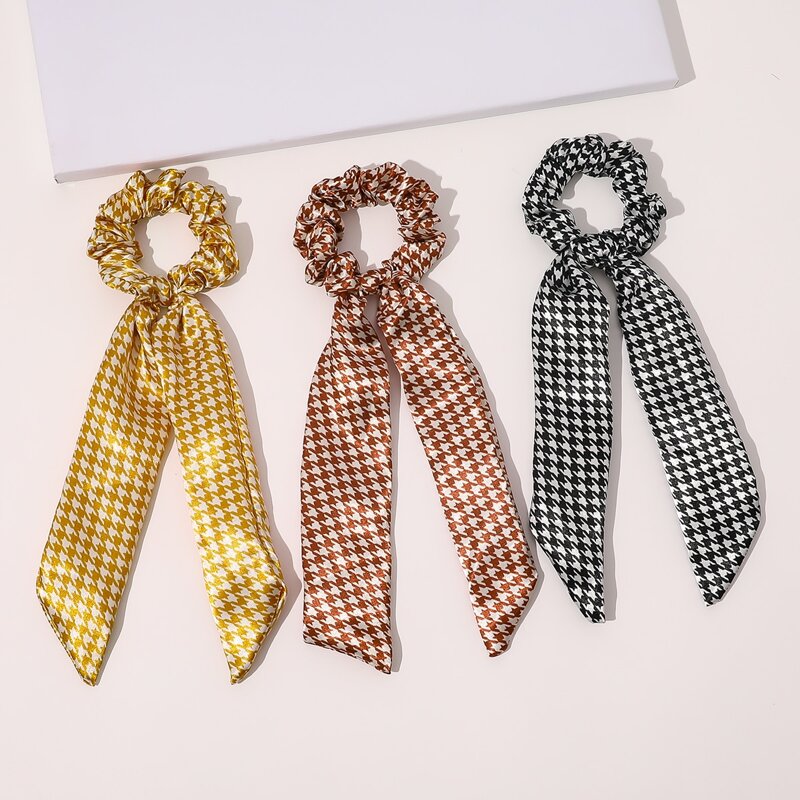 

3pcs Houndstooth Print Hair Tie, Multicolor
