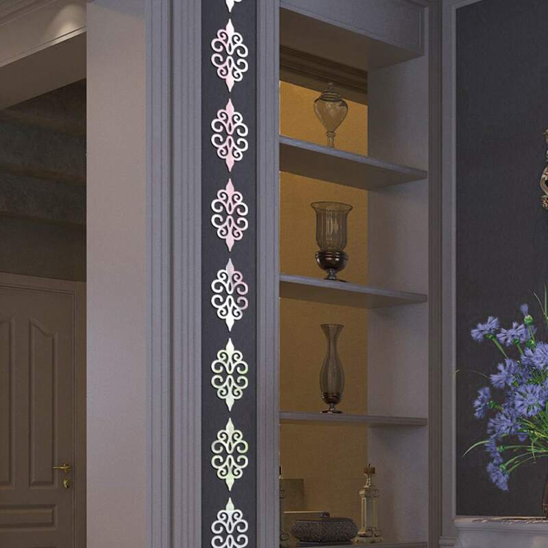 

10pcs Royal Pattern Mirror Surface Wall Sticker, Silver