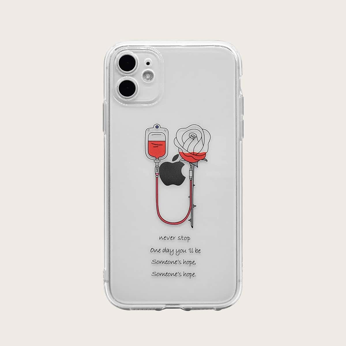 

Floral & Slogan iPhone Case, Clear