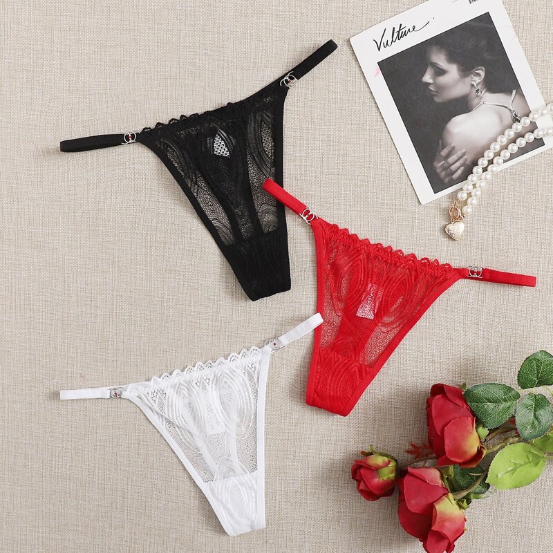 

3pack Lace Thong Panty Set, Multicolor