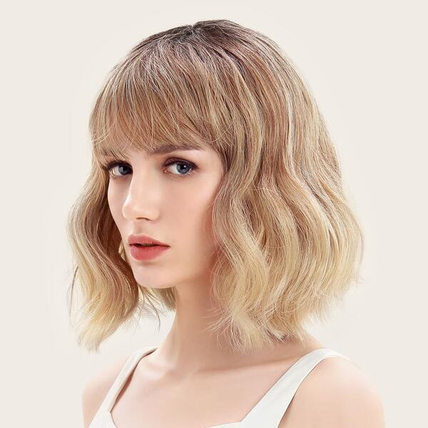 

Natural Short Curly Wig With Bangs, Gold