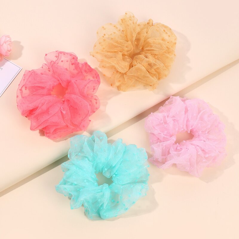 

4pcs Mesh Scrunchies, Multicolor