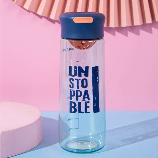 

Slogan Graphic Water Bottle, Blue