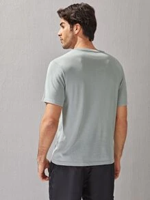 Manfinity Homme 男士字母圖案短袖針織上衣 - 灰色 - 查看 2