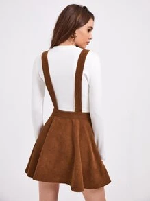 SHEIN EZwear Vestido De Pana En General De Punto Sólido Sin Sudadera Con Capucha - Óxido marrón - Ver 2