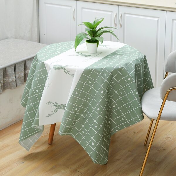 

Plaid Pattern Waterproof Tablecloth, Green