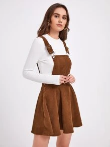 SHEIN EZwear Vestido De Pana En General De Punto Sólido Sin Sudadera Con Capucha - Óxido marrón - Ver 5
