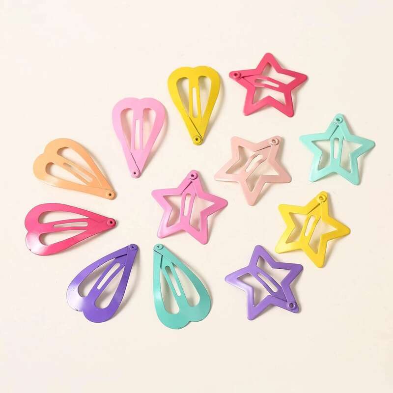 

12pcs Star Hair Clip, Multicolor