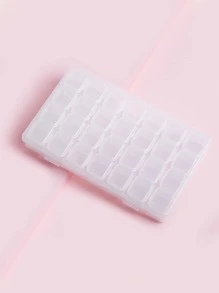 28格透明美甲裝飾收納盒1入組便攜化妝盒防塵旅行彩妝收納殼套適用於美甲設計工具珠子首飾類工具藥丸和魚餌 - 白色 - 查看 1