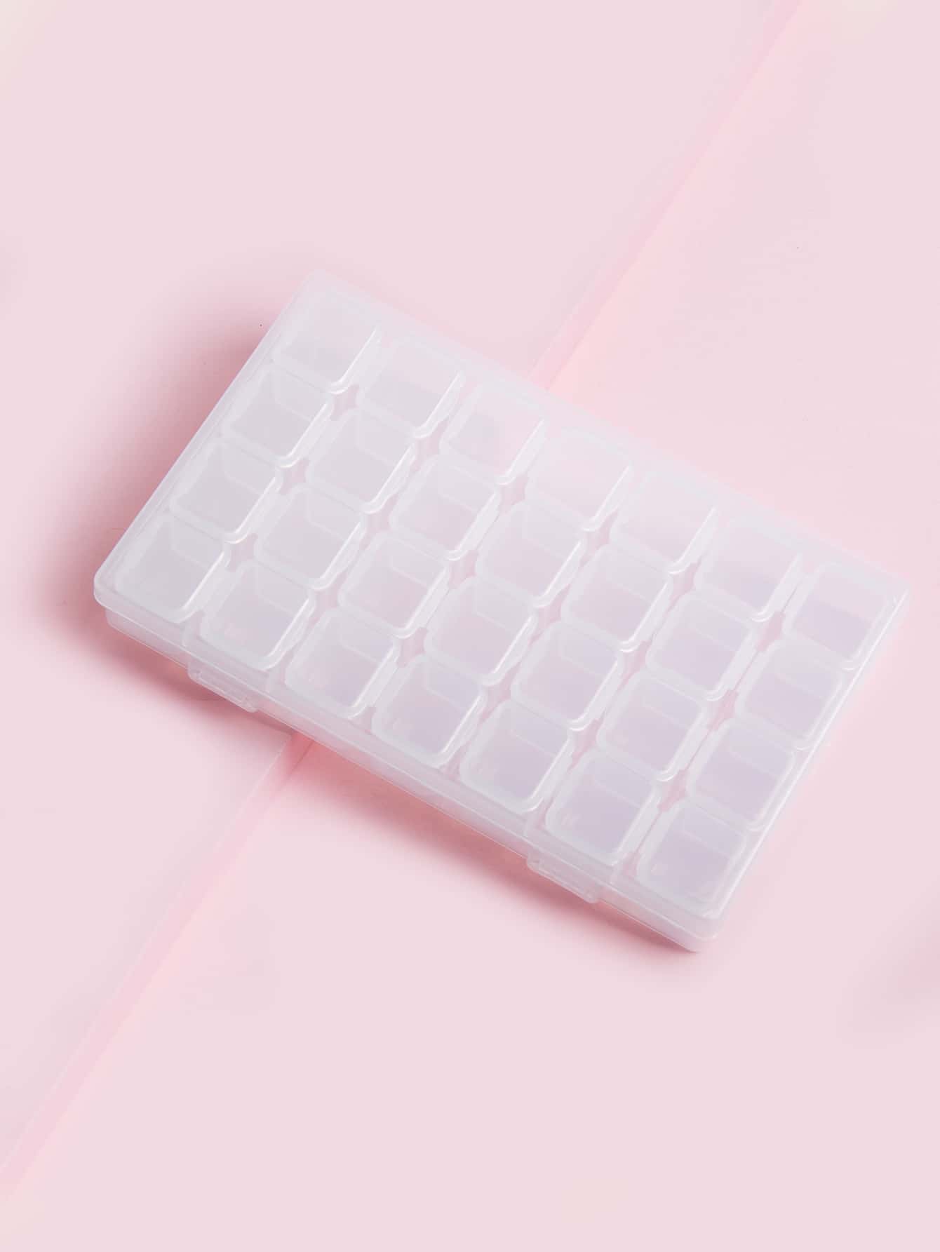 28格透明美甲裝飾收納盒1入組便攜化妝盒防塵旅行彩妝收納殼套適用於美甲設計工具珠子首飾類工具藥丸和魚餌 - 白色 - 查看 1